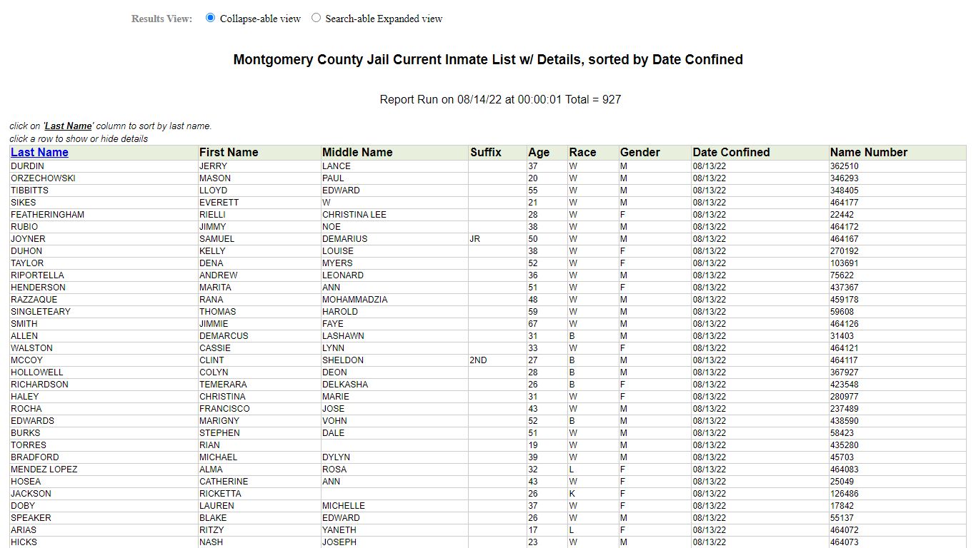 Jail Roster - Montgomery County, Texas